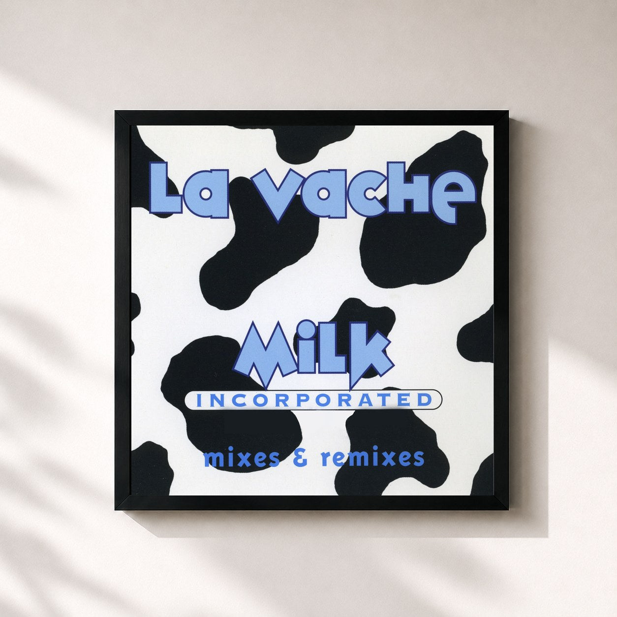#noir Tableau carré de l'album La Vache (Mixes & Remixes) de Milk Inc., cadre noir 32x32 cm