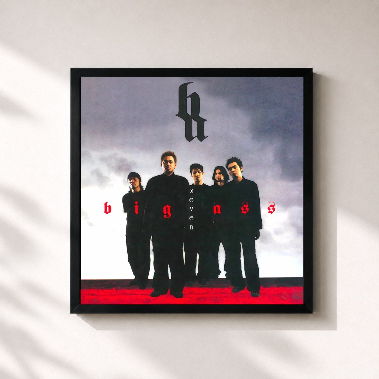 #noir Tableau carré de l'album Seven de Big Ass, cadre noir 32x32 cm