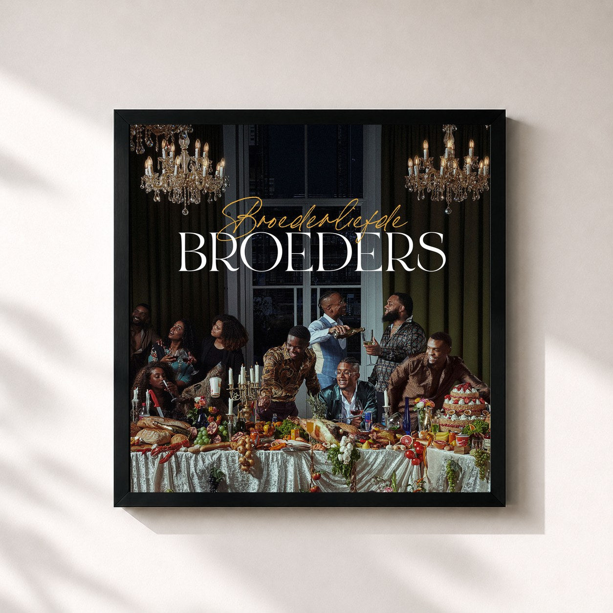 #noir Tableau carré de l'album Broeders (Extended) de Broederliefde, cadre noir 32x32 cm