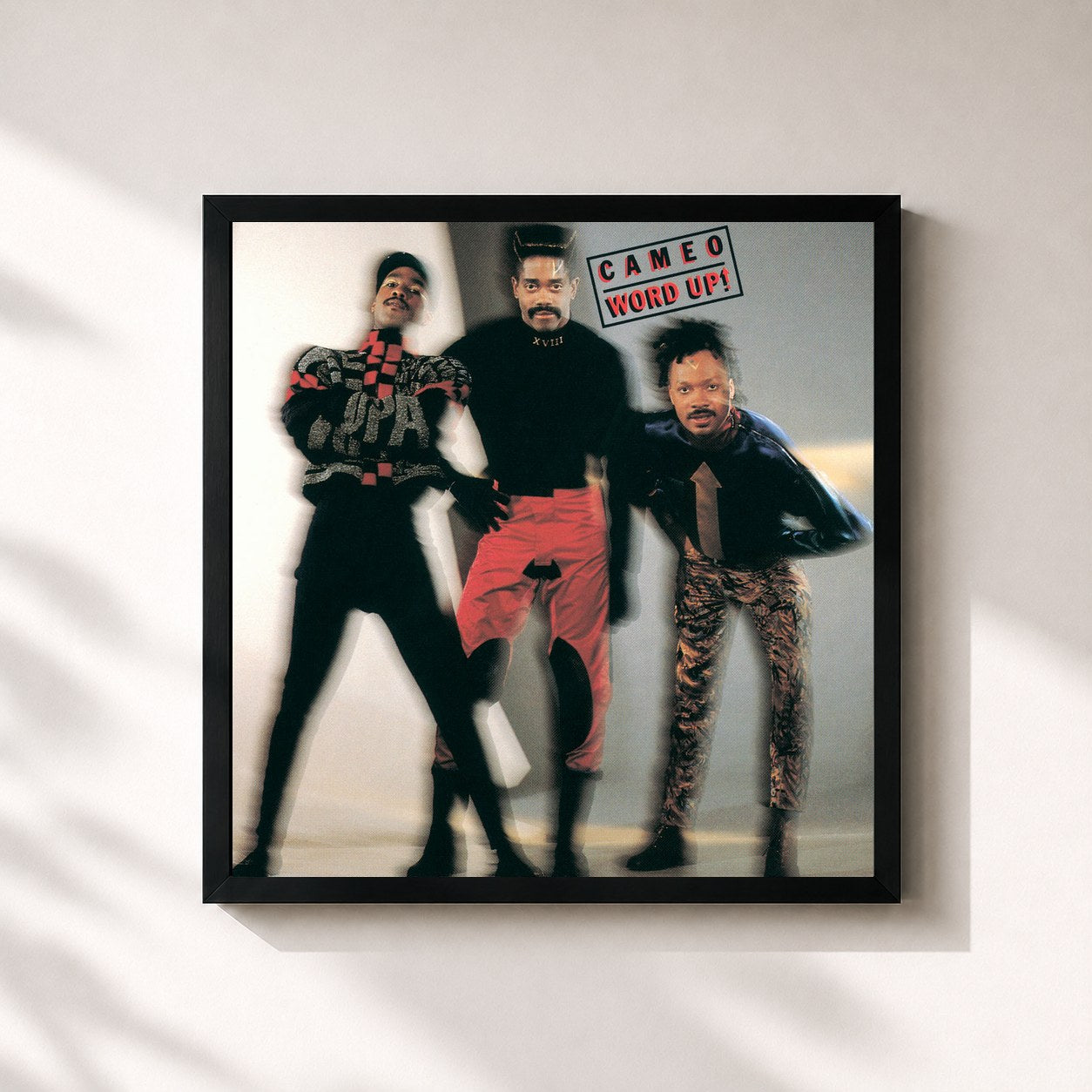 #noir Tableau carré de l'album Word Up de Cameo, cadre noir 32x32 cm