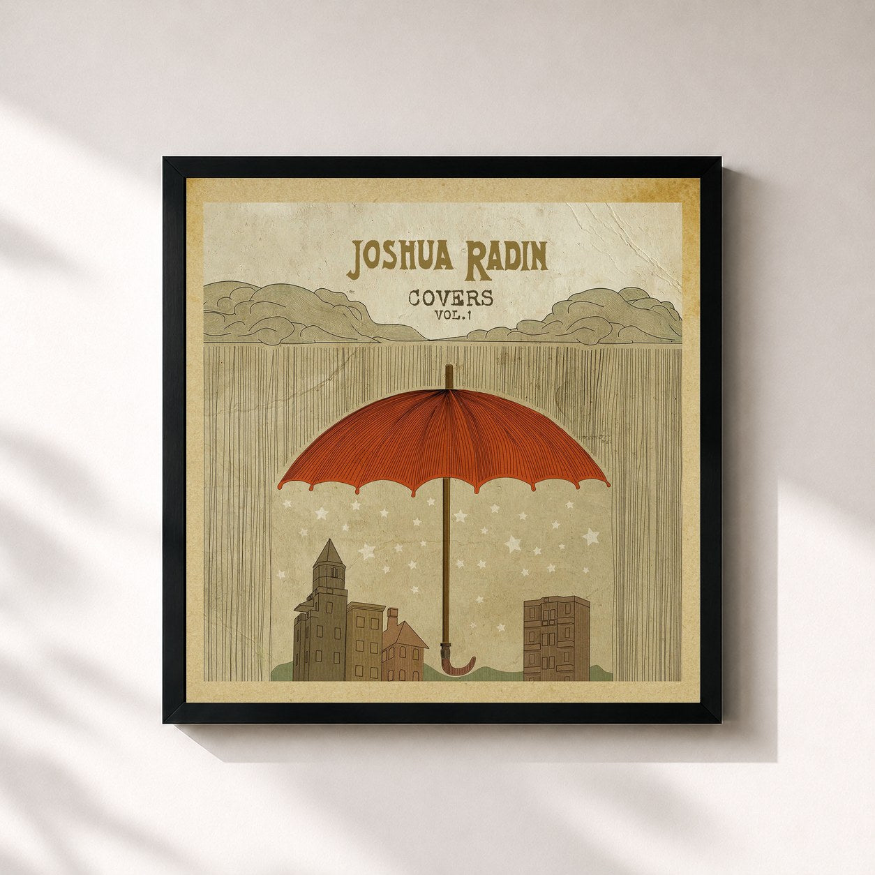 #noir Tableau carré de l'album Covers, Vol. 1 de Joshua Radin, cadre noir 32x32 cm