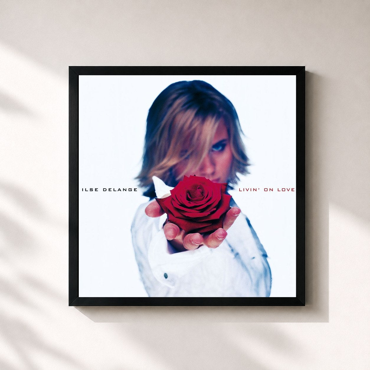 #noir Tableau carré de l'album Livin' On Love de Ilse DeLange, cadre noir 32x32 cm
