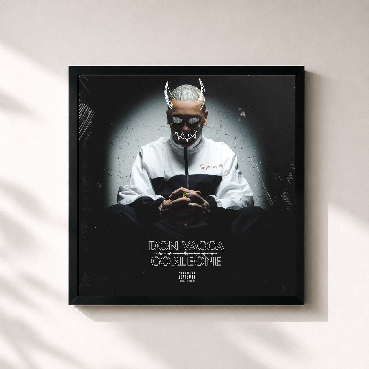 #noir Tableau carré de l'album Don Vacca Corleone de Vacca, cadre noir 32x32 cm