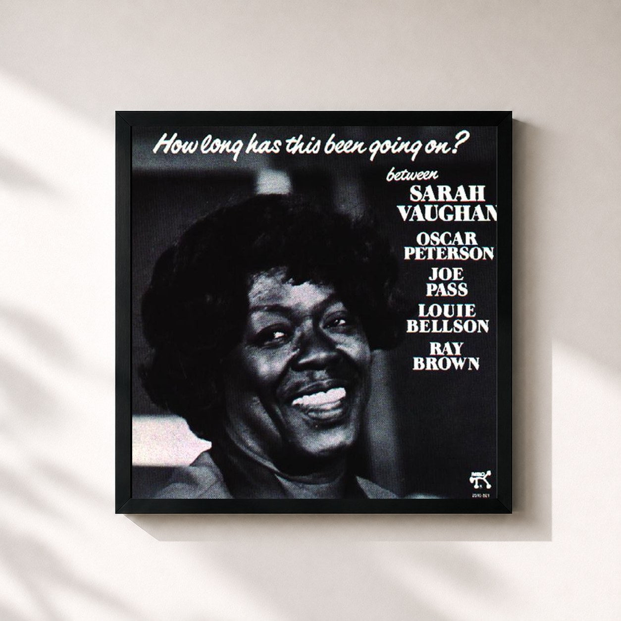 #noir Tableau carré de l'album How Long Has This Been Going On? de Sarah Vaughan, cadre noir 32x32 cm