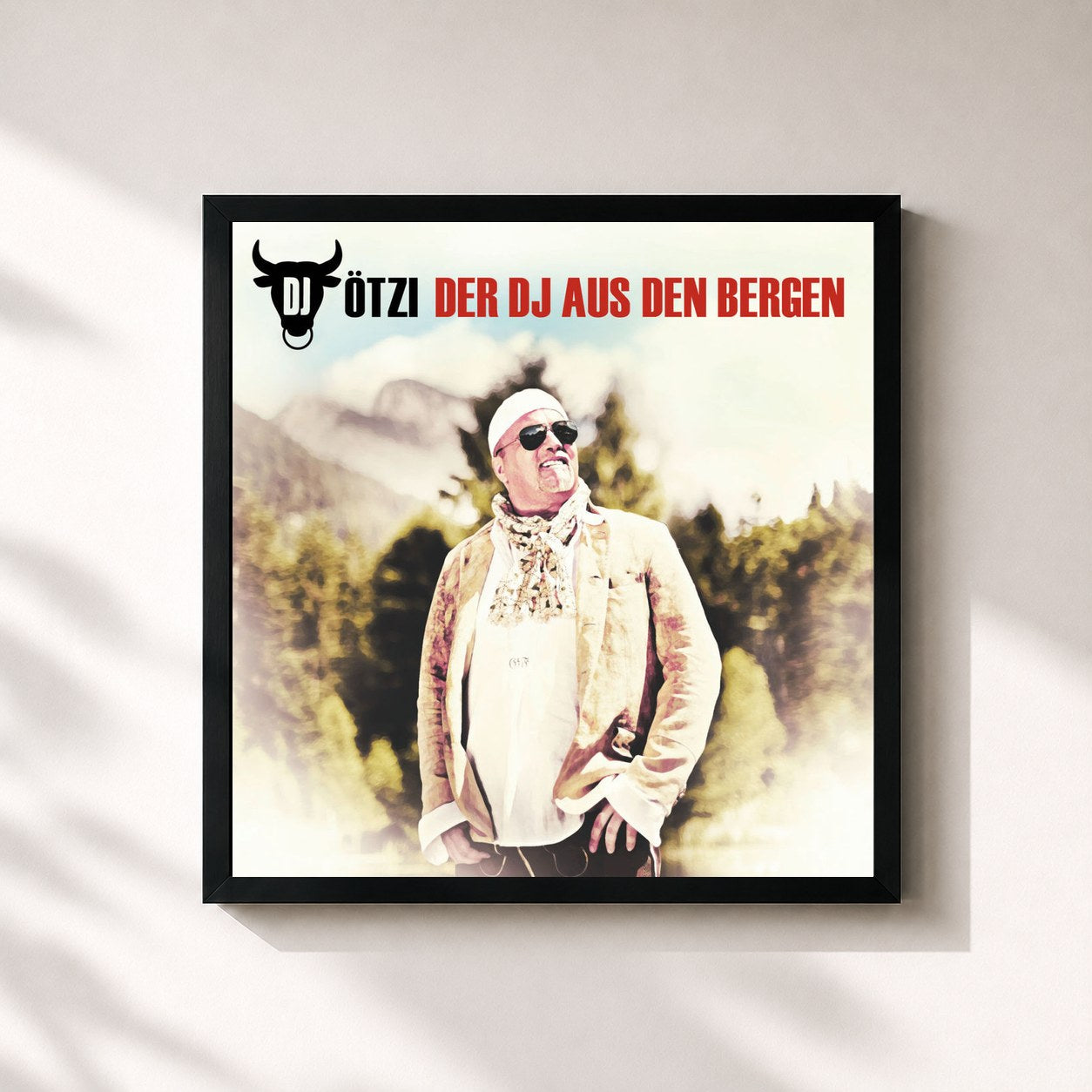 #noir Tableau carré de l'album Der DJ aus den Bergen de DJ Ötzi, cadre noir 32x32 cm