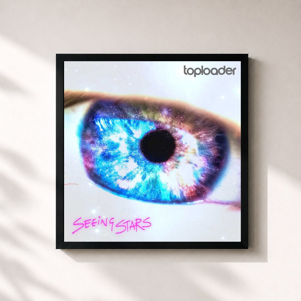 #noir Tableau carré de l'album Seeing Stars de Toploader, cadre noir 32x32 cm