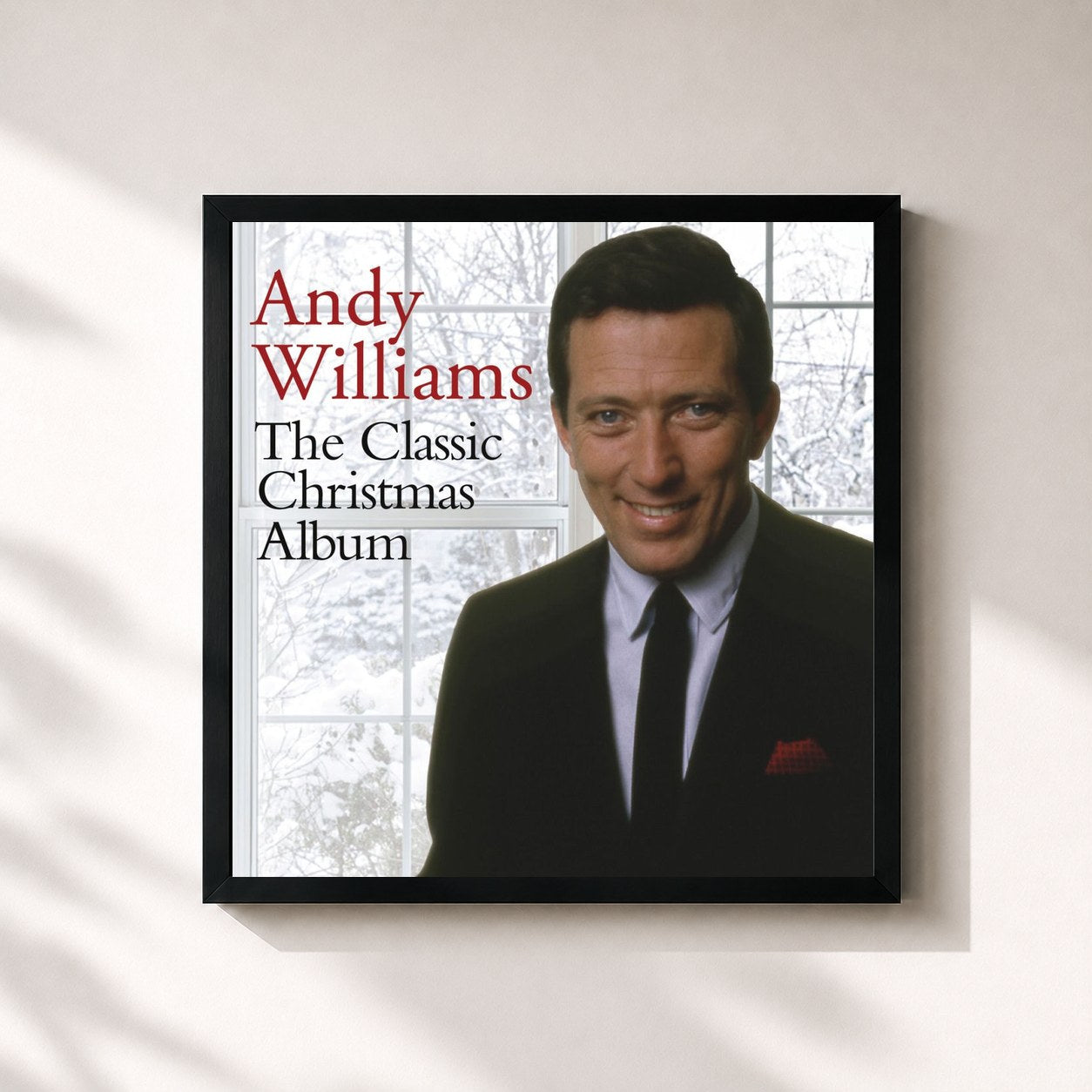 #noir Tableau carré de l'album The Classic Christmas Album de Andy Williams, cadre noir 32x32 cm