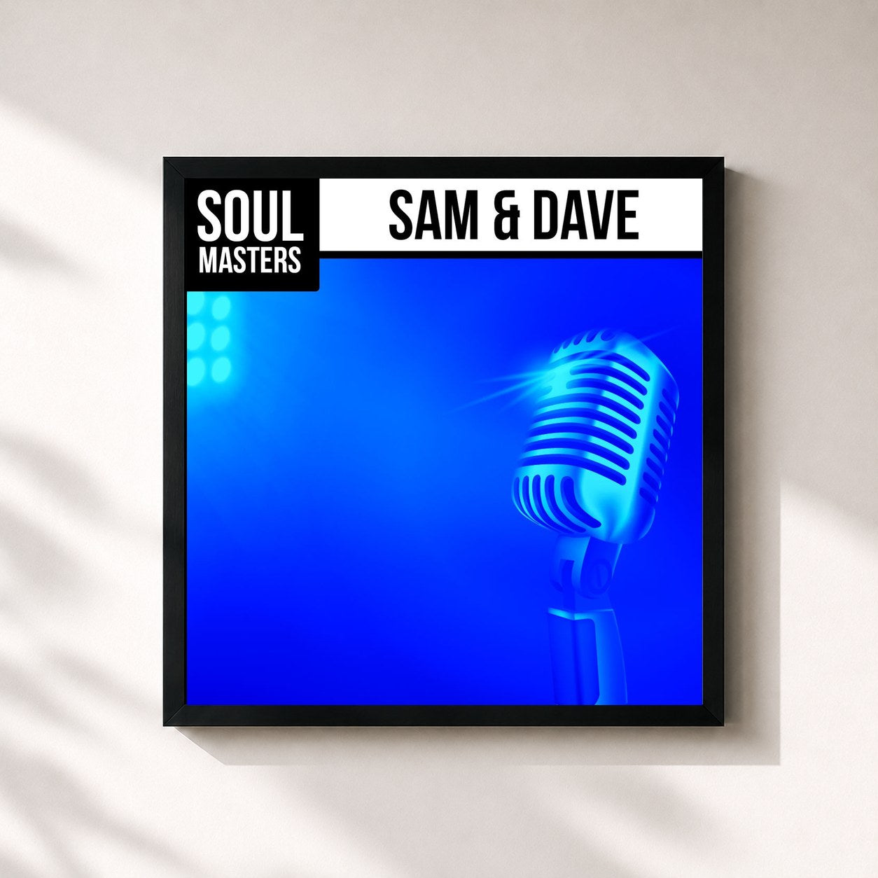 #noir Tableau carré de l'album Soul Masters: Sam & Dave de Sam & Dave, cadre noir 32x32 cm