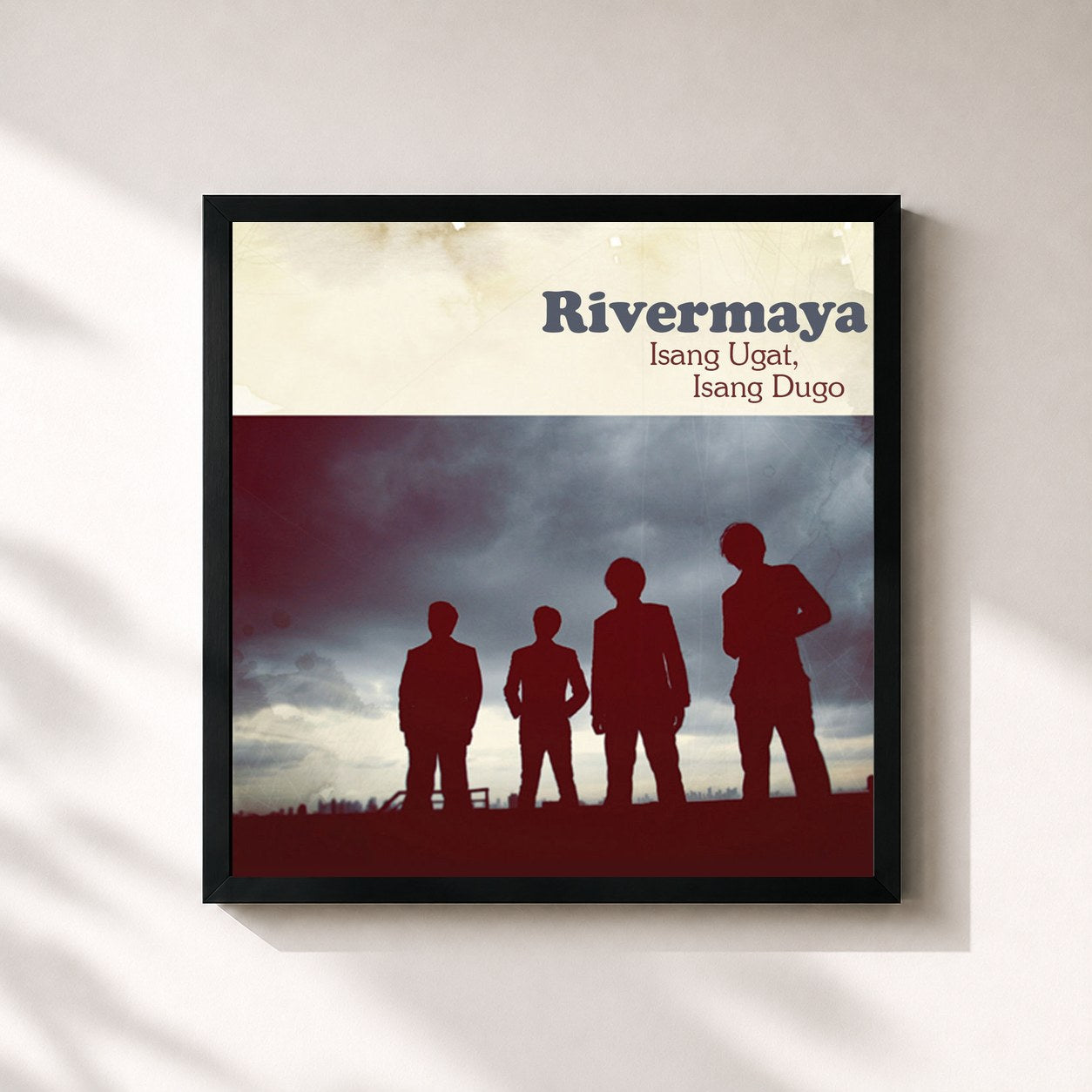 #noir Tableau carré de l'album Isang Ugat, Isang Dugo de Rivermaya, cadre noir 32x32 cm
