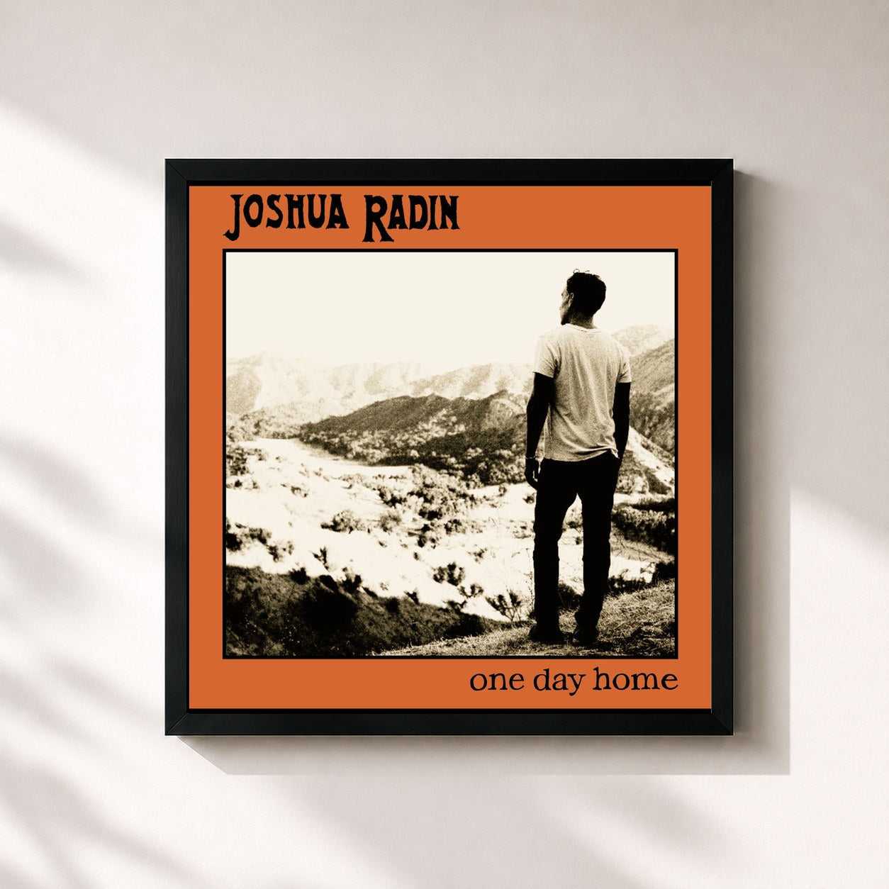#noir Tableau carré de l'album ONE DAY HOME de Joshua Radin, cadre noir 32x32 cm