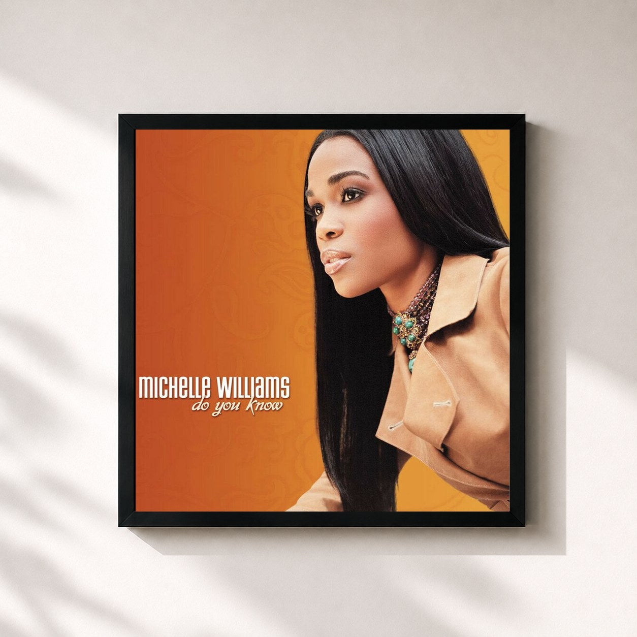 #noir Tableau carré de l'album Do You Know de Michelle Williams, cadre noir 32x32 cm