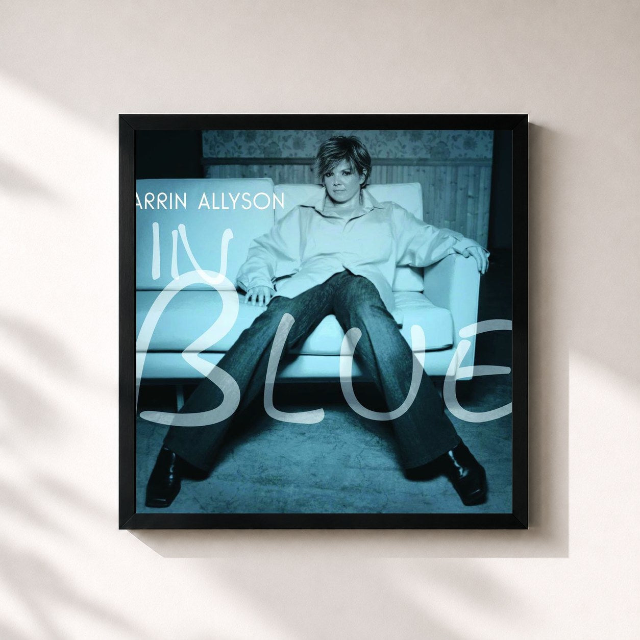 #noir Tableau carré de l'album In Blue de Karrin Allyson, cadre noir 32x32 cm