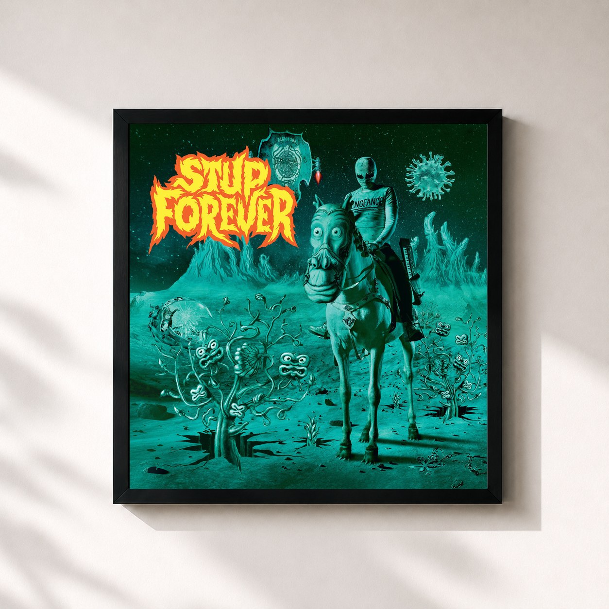 #noir Tableau carré de l'album Stup Forever de Stupeflip, cadre noir 32x32 cm