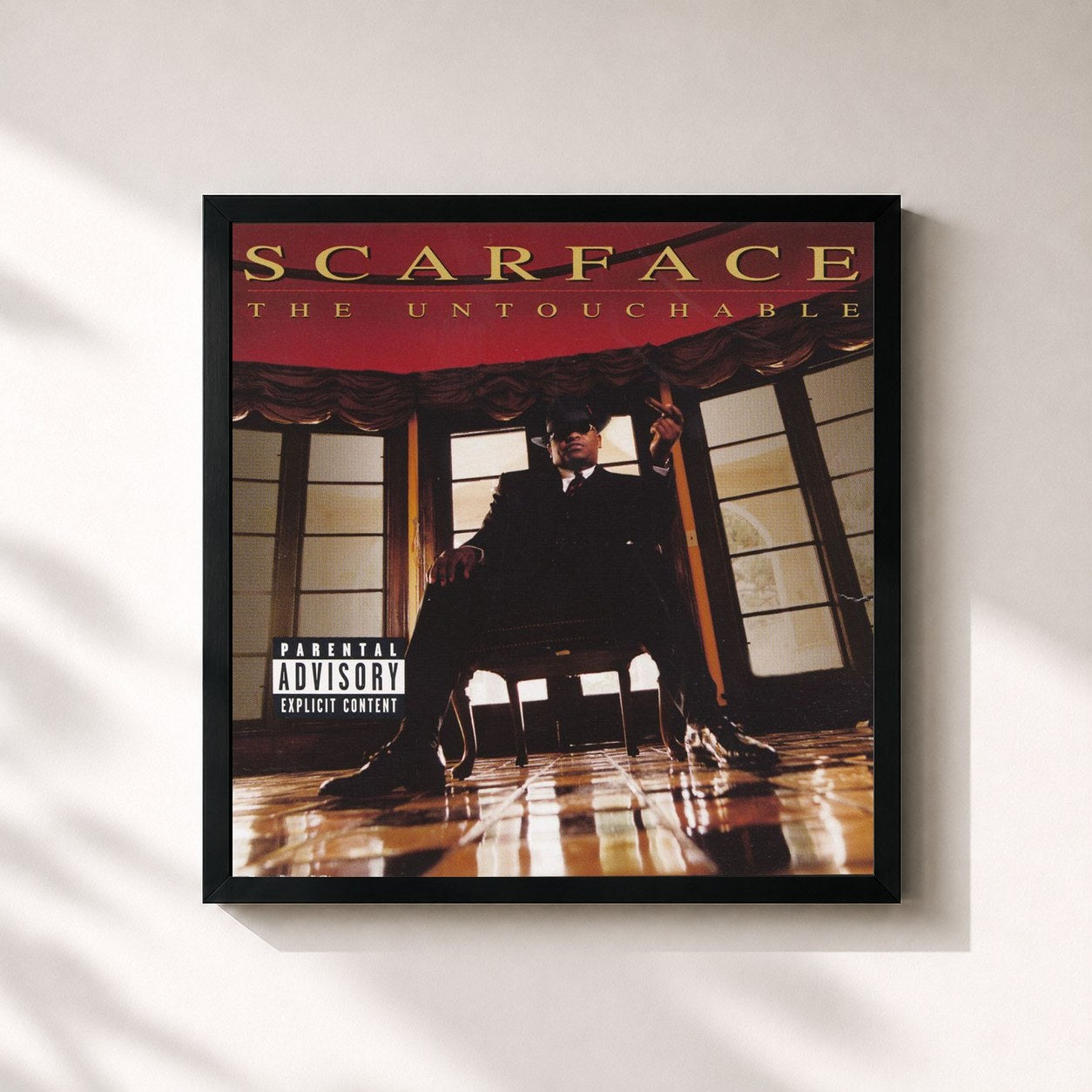 #noir Tableau carré de l'album The Untouchable (Explicit Lyric Version) de Scarface, cadre noir 32x32 cm