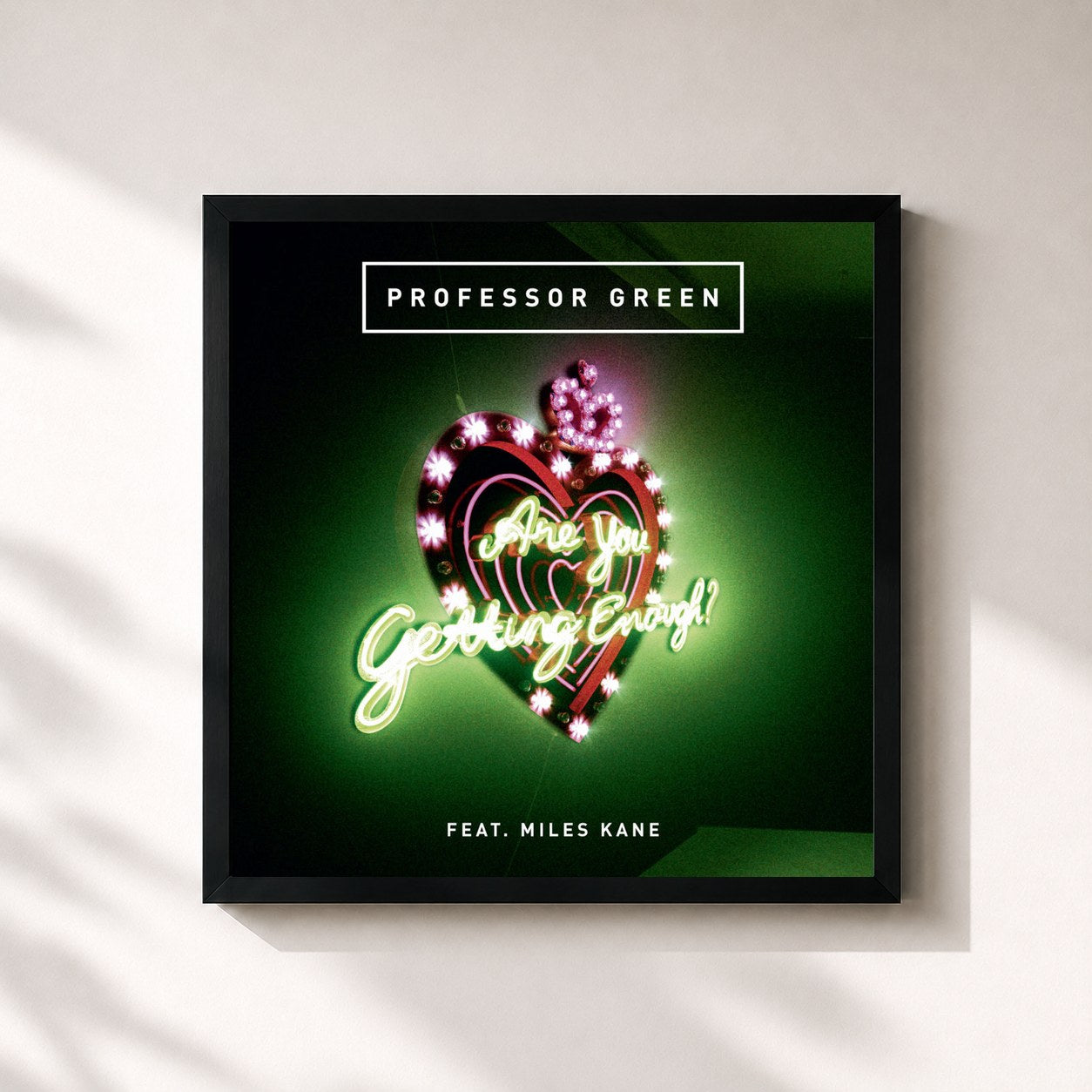 #noir Tableau carré de l'album Are You Getting Enough? de Professor Green, cadre noir 32x32 cm