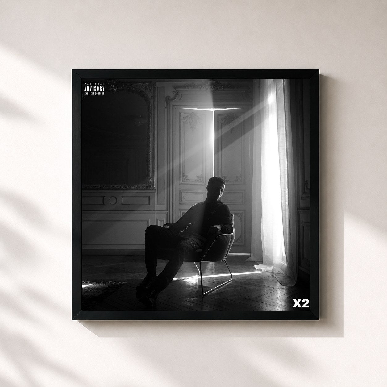 #noir Tableau carré de l'album X2 de Aladin 135, cadre noir 32x32 cm