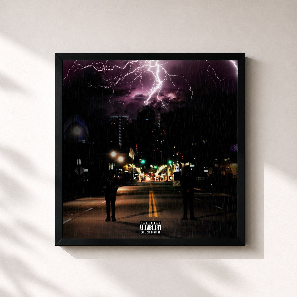 #noir Tableau carré de l'album The Night Storm de Noel, cadre noir 32x32 cm
