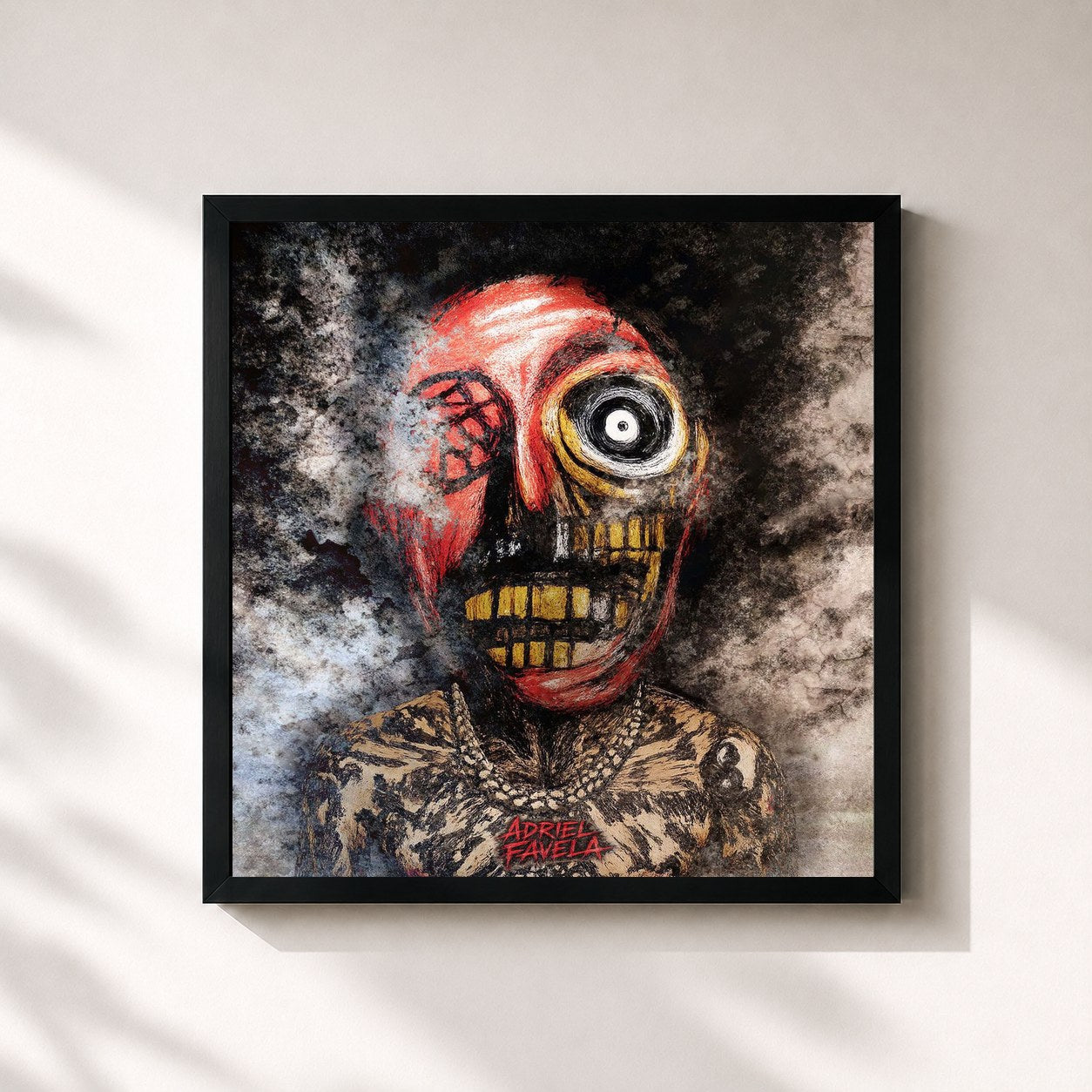#noir Tableau carré de l'album COBRA de Adriel Favela, cadre noir 32x32 cm
