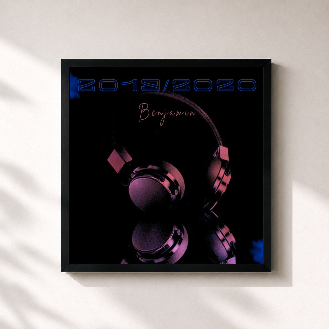 #noir Tableau carré de l'album 2019/2020 de Benjamin, cadre noir 32x32 cm