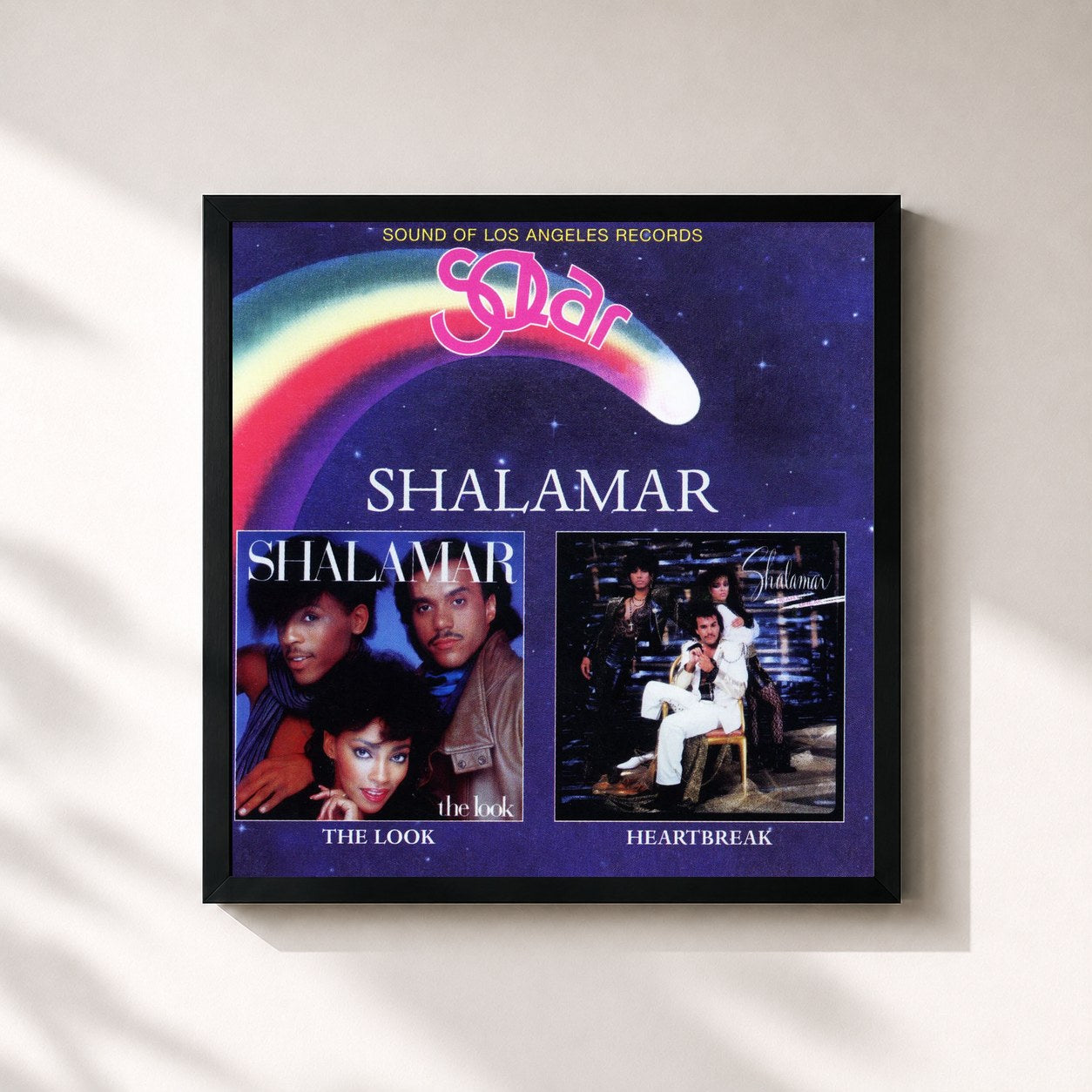 #noir Tableau carré de l'album The Look / Heartbreak de Shalamar, cadre noir 32x32 cm