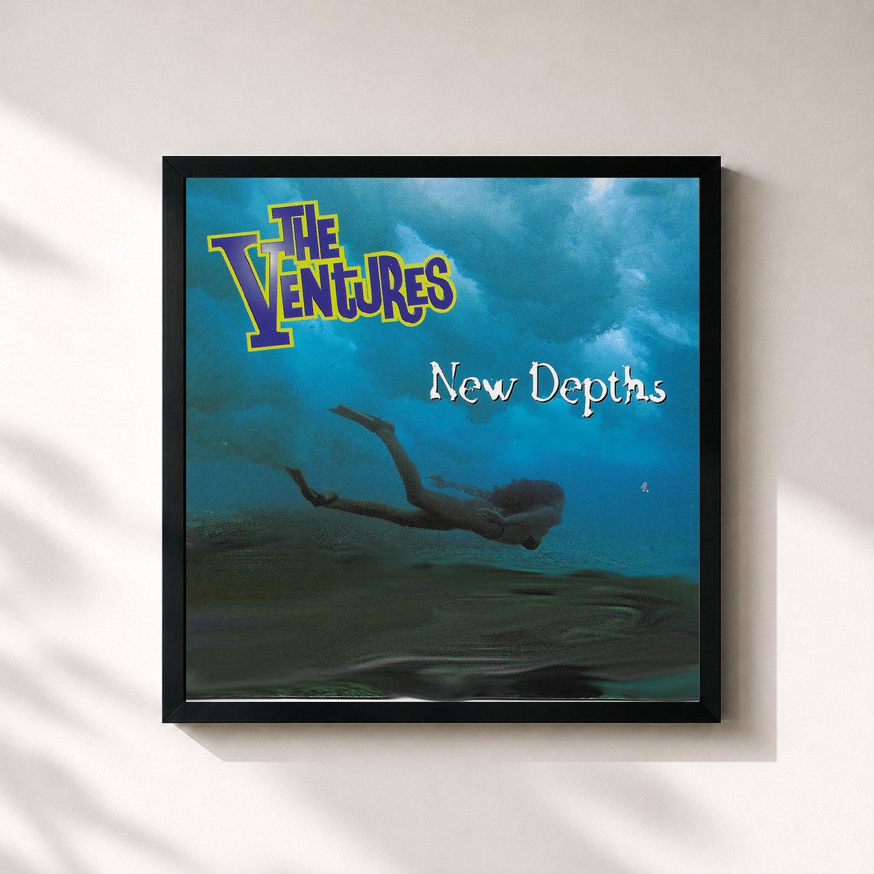 #noir Tableau carré de l'album New Depths de The Ventures, cadre noir 32x32 cm
