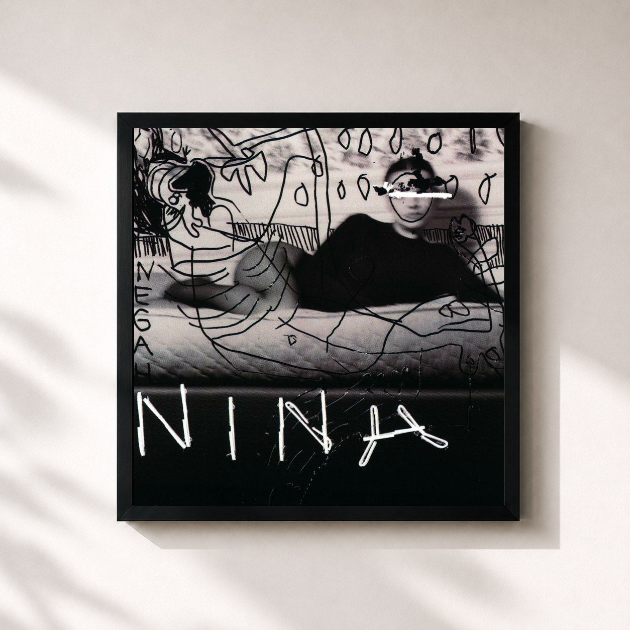 #noir Tableau carré de l'album Nina Hagen de Nina Hagen, cadre noir 32x32 cm