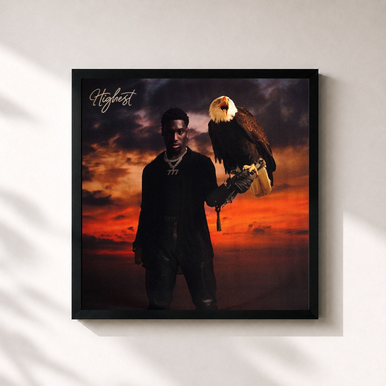 #noir Tableau carré de l'album Highest de Frenna, cadre noir 32x32 cm