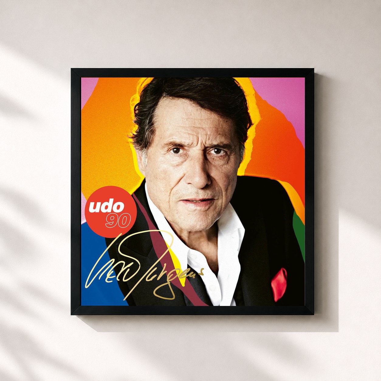 #noir Tableau carré de l'album udo 90 de Udo Jürgens, cadre noir 32x32 cm