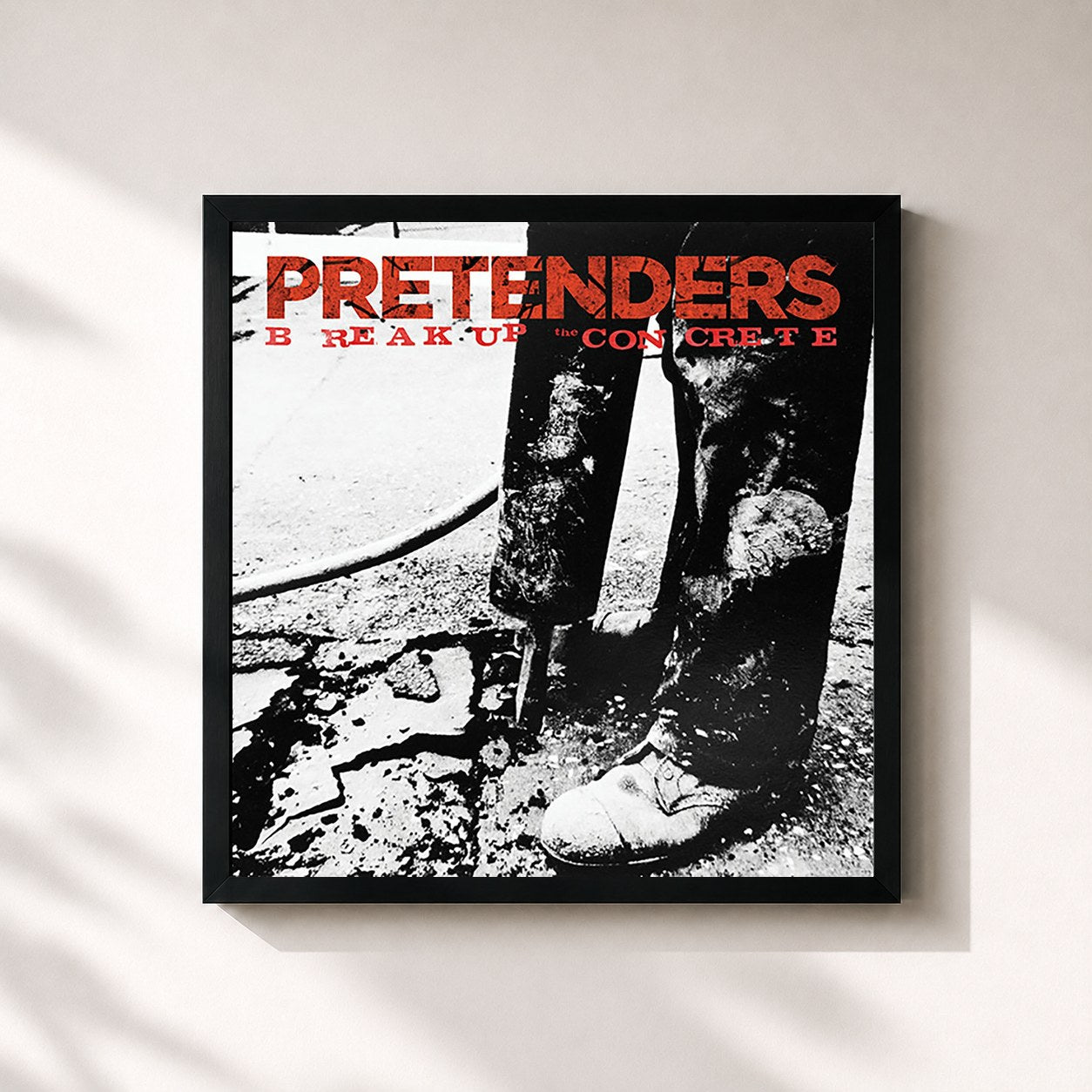 #noir Tableau carré de l'album Break Up the Concrete de Pretenders, cadre noir 32x32 cm