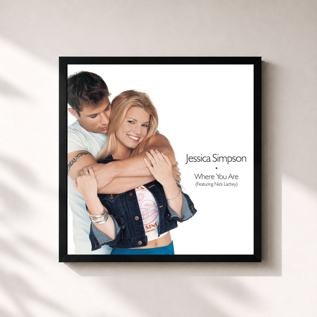 #noir Tableau carré de l'album Where You Are (featuring Nick Lachey) de Jessica Simpson, cadre noir 32x32 cm