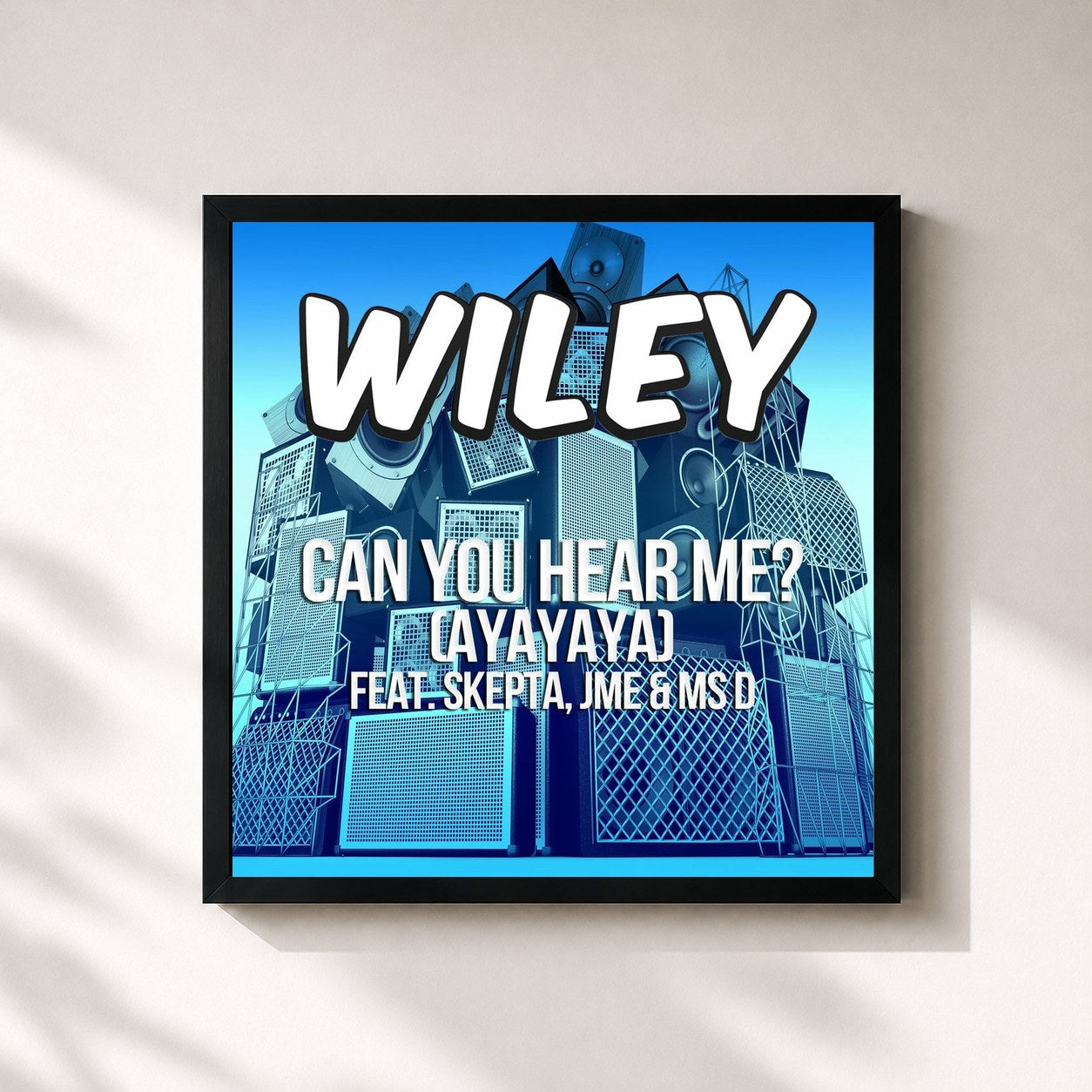 #noir Tableau carré de l'album Can You Hear Me? (ayayaya) [feat. Skepta, JME & Ms D] de Wiley, cadre noir 32x32 cm