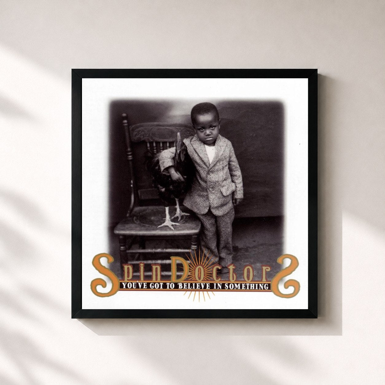 #noir Tableau carré de l'album You've Got To Believe In Something de Spin Doctors, cadre noir 32x32 cm