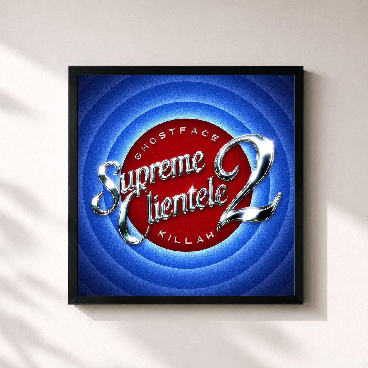 #noir Tableau carré de l'album Supreme Clientele 2 de Ghostface Killah, cadre noir 32x32 cm