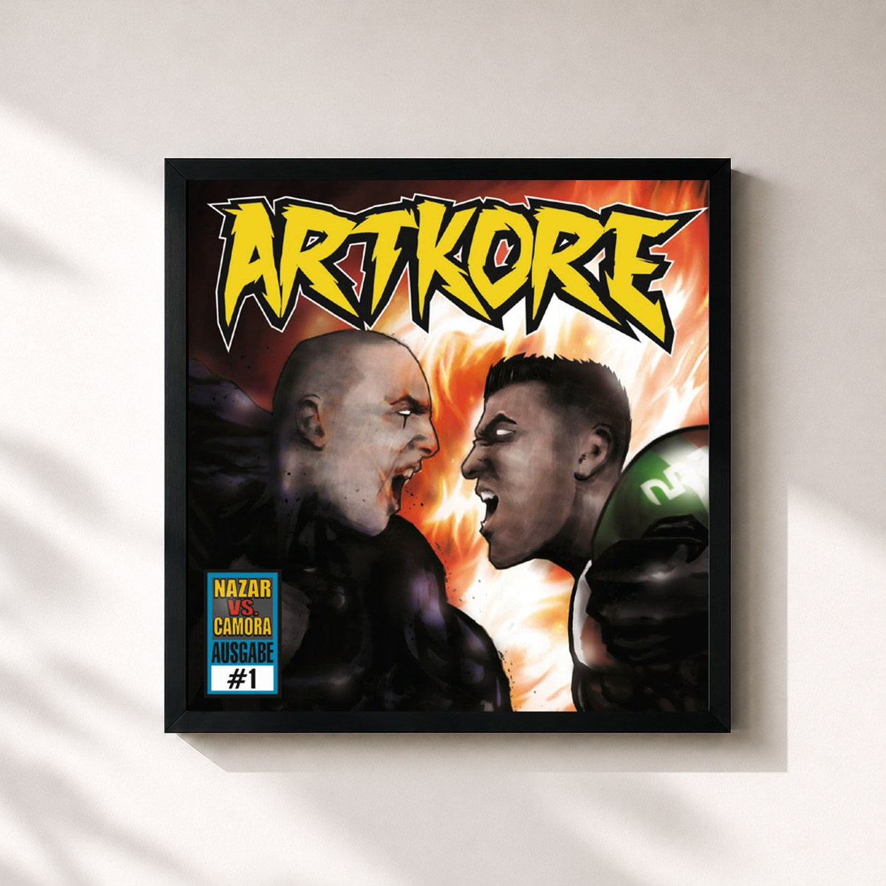 #noir Tableau carré de l'album Artkore de Nazar, cadre noir 32x32 cm