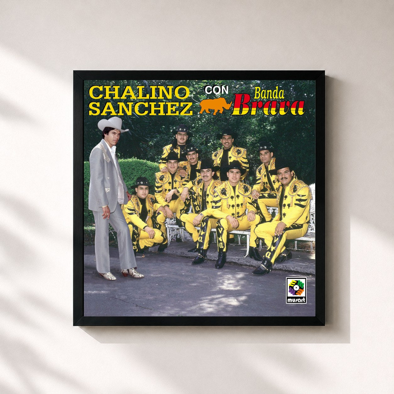 #noir Tableau carré de l'album Chalino Sánchez Con Banda Brava de Chalino Sanchez, cadre noir 32x32 cm