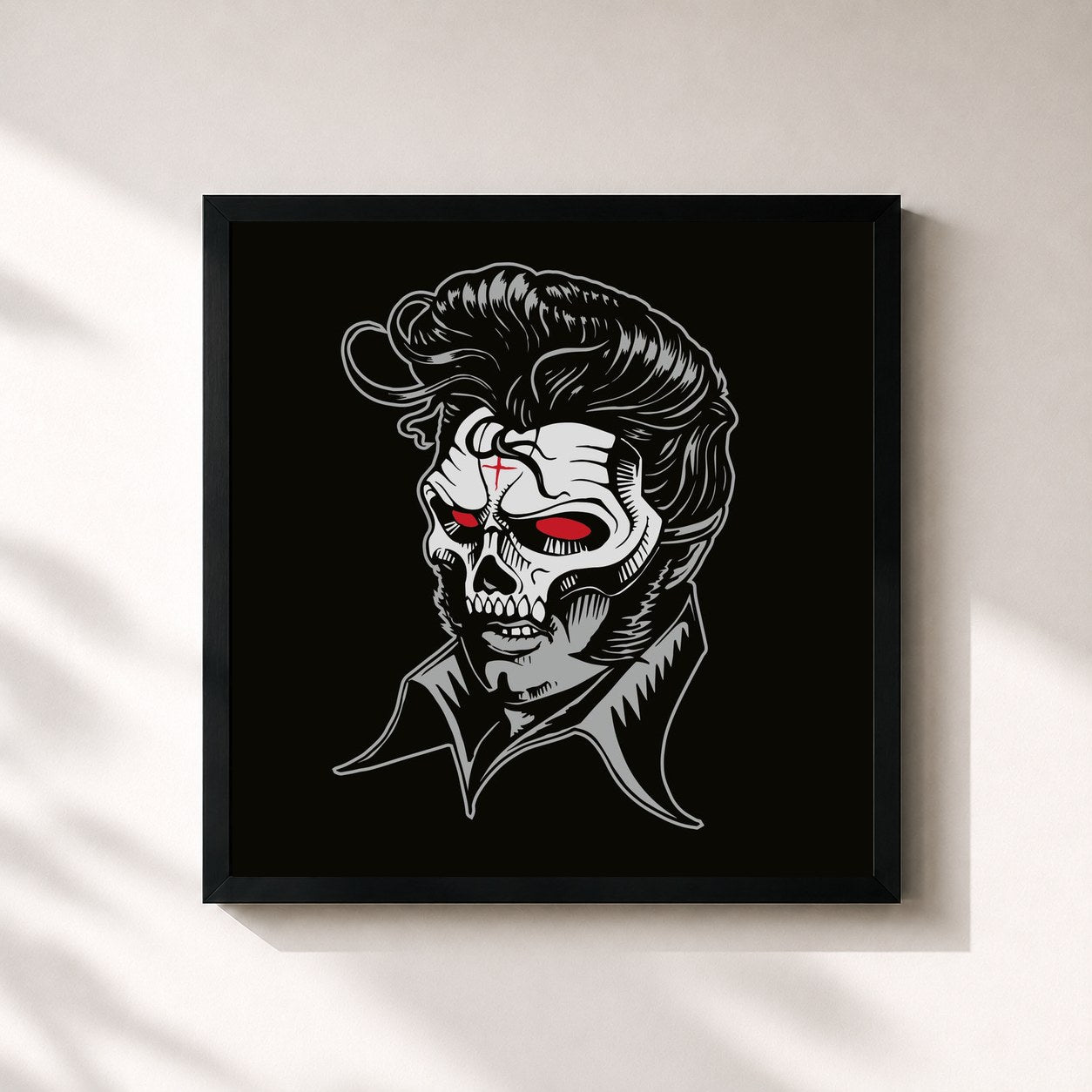 #noir Tableau carré de l'album Hellvisback Platinum de Salmo, cadre noir 32x32 cm