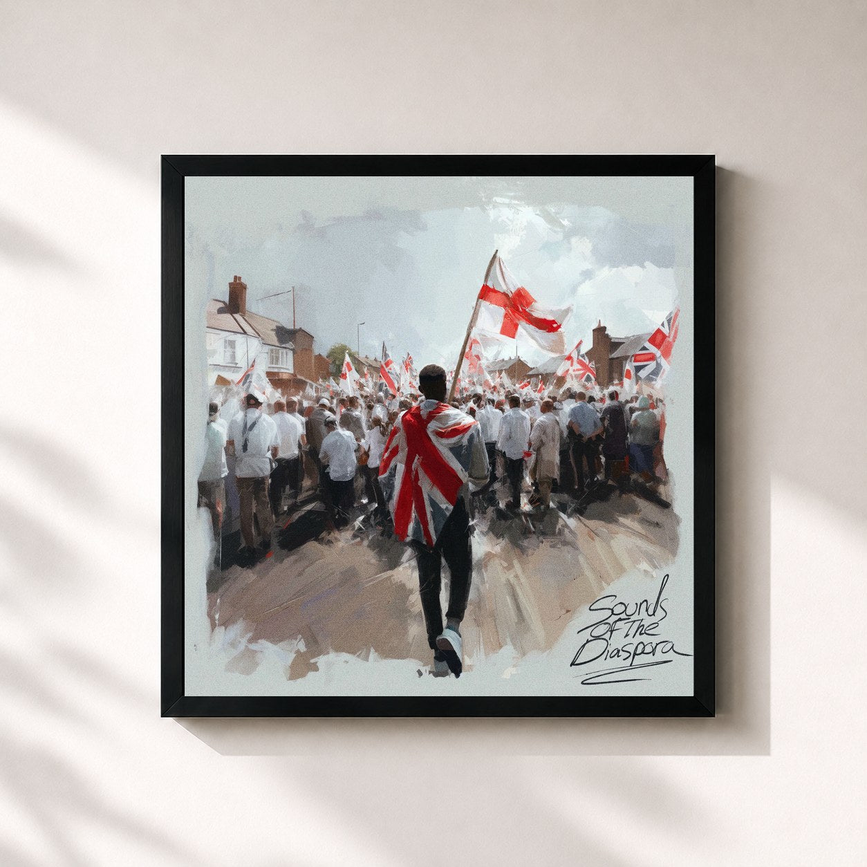 #noir Tableau carré de l'album Sounds Of The Diaspora de NSG, cadre noir 32x32 cm