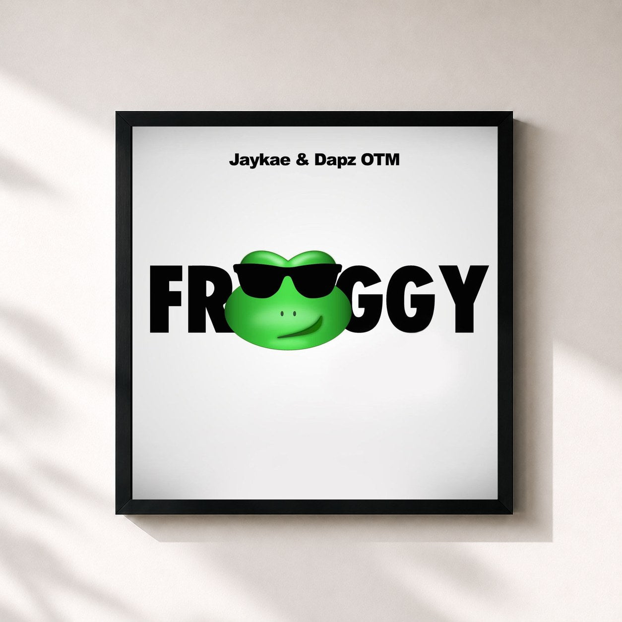 #noir Tableau carré de l'album Froggy de Jaykae, cadre noir 32x32 cm