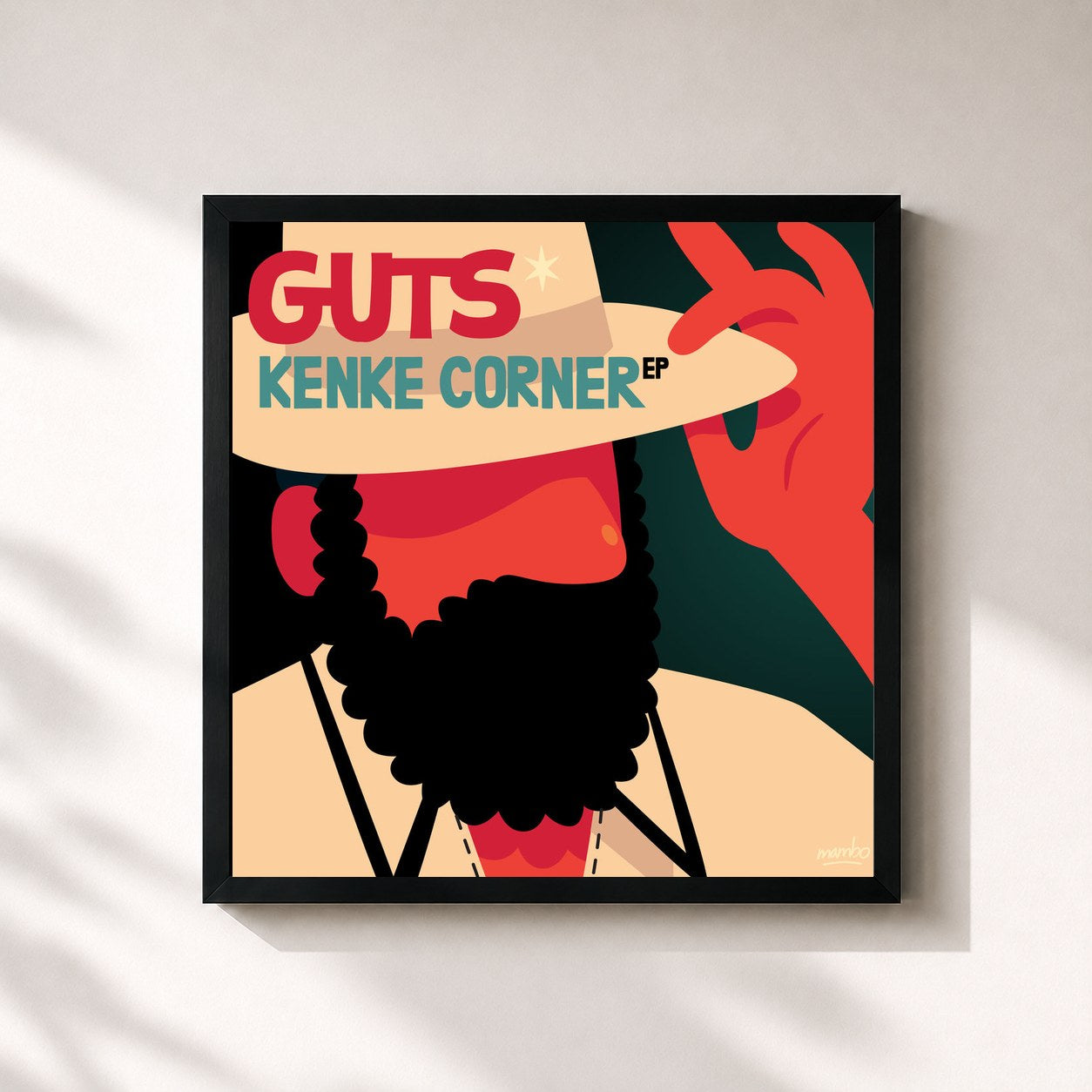 #noir Tableau carré de l'album Kenke Corner de Guts, cadre noir 32x32 cm