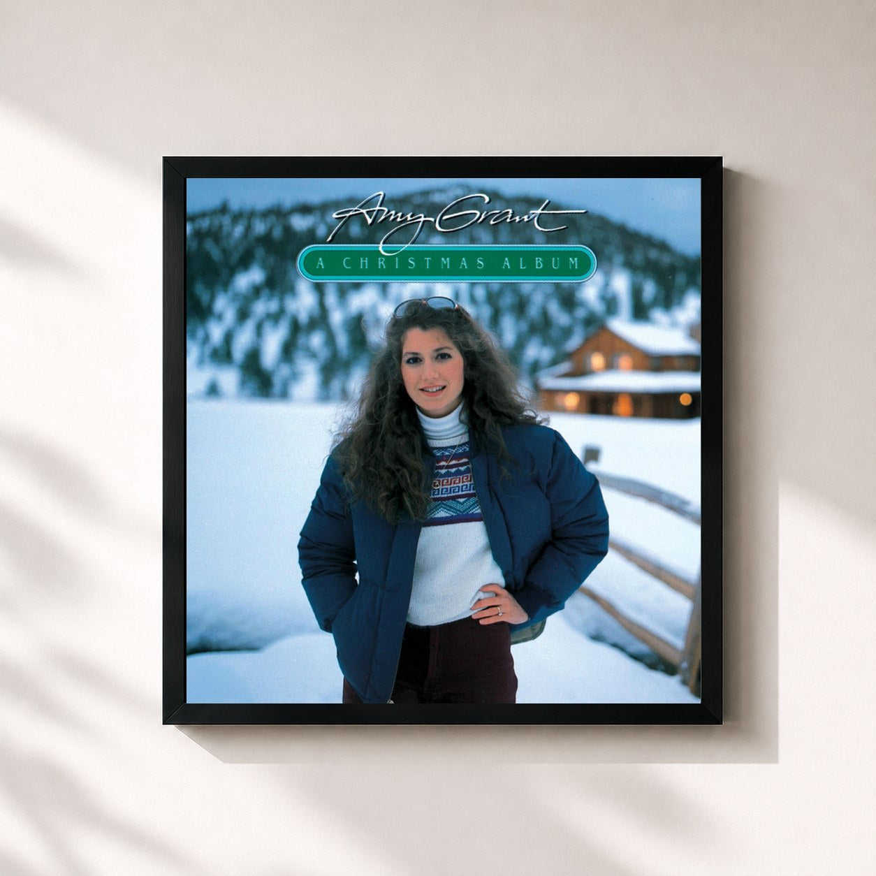 #noir Tableau carré de l'album A Christmas Album de Amy Grant, cadre noir 32x32 cm