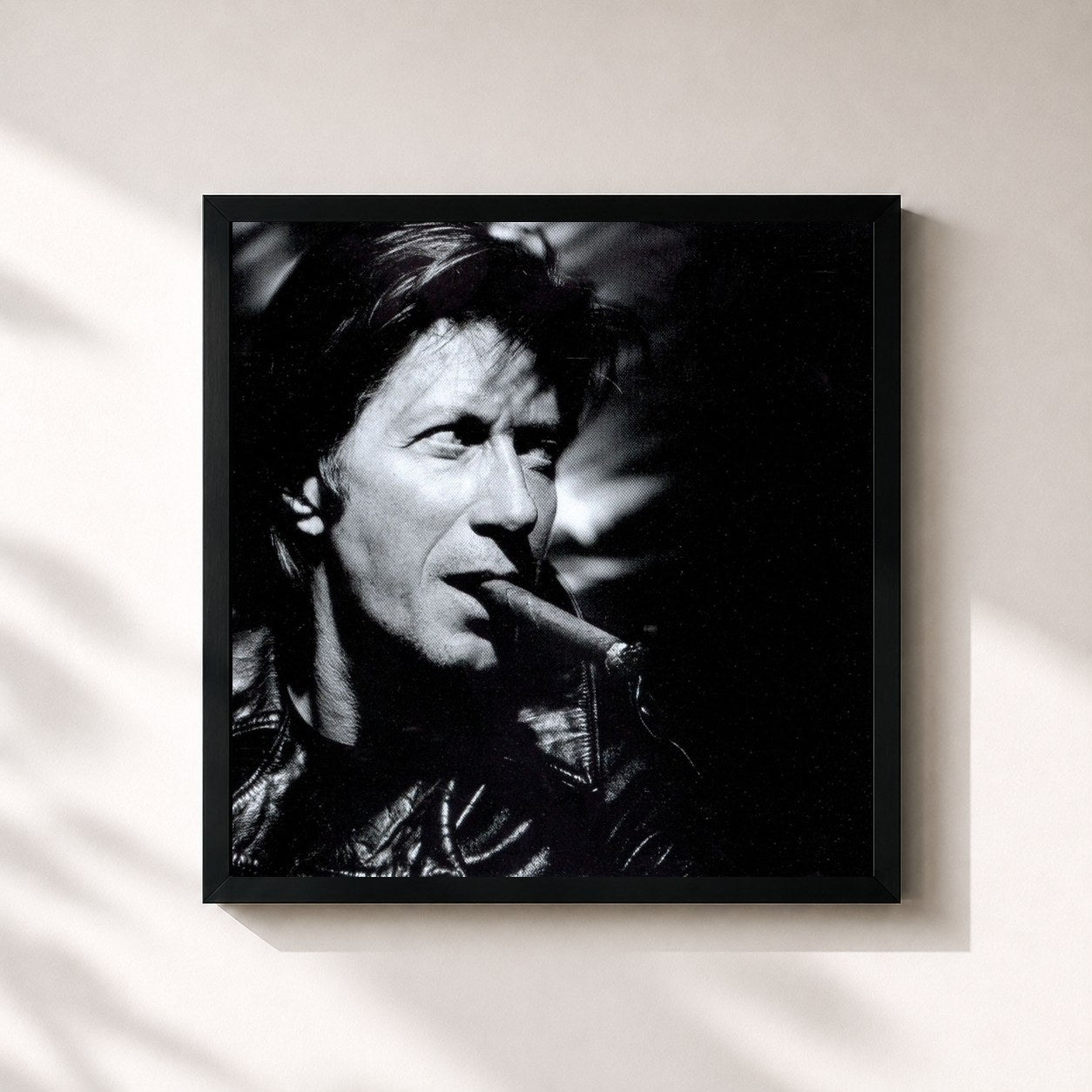 #noir Tableau carré de l'album Brèves rencontres de Jacques Dutronc, cadre noir 32x32 cm