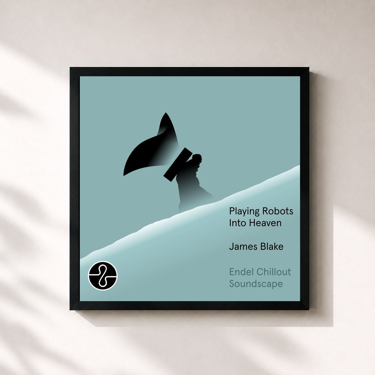 #noir Tableau carré de l'album Playing Robots Into Heaven (Endel Chillout Soundscape) de James Blake, cadre noir 32x32 cm
