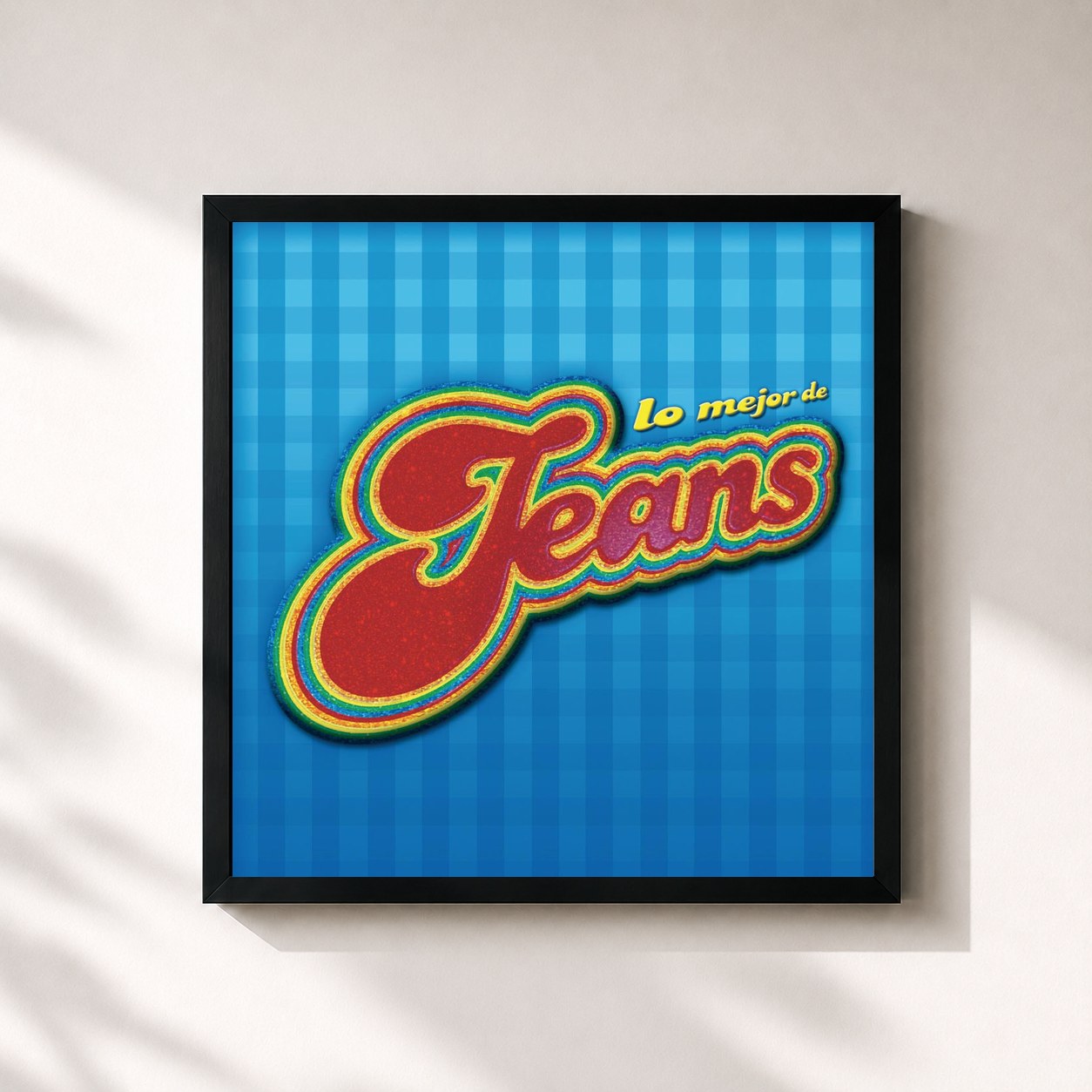 #noir Tableau carré de l'album Lo Mejor De Jeans de Jeans, cadre noir 32x32 cm