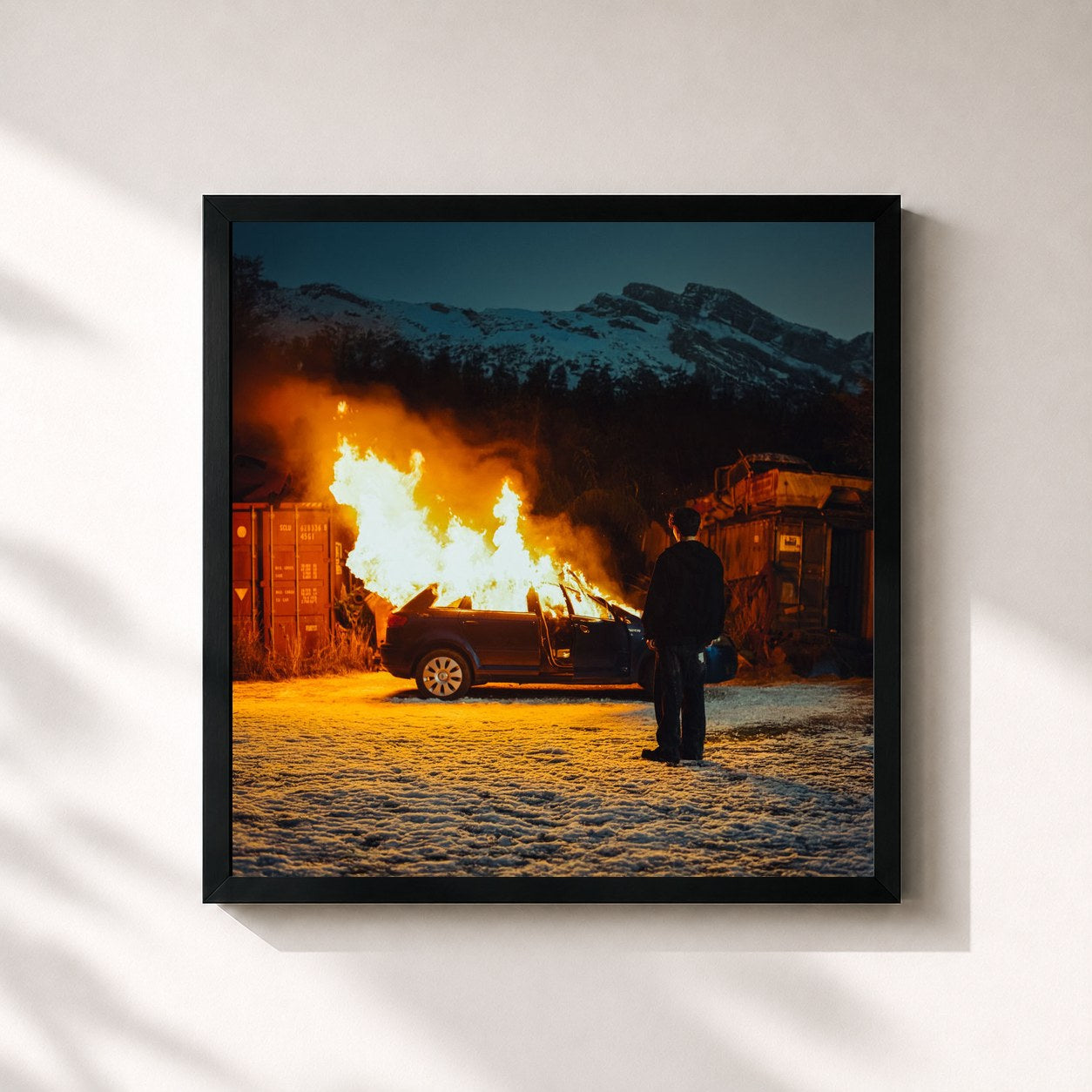 #noir Tableau carré de l'album ONLY IF I DIE, WOULD I NOT BE de 1nonly, cadre noir 32x32 cm