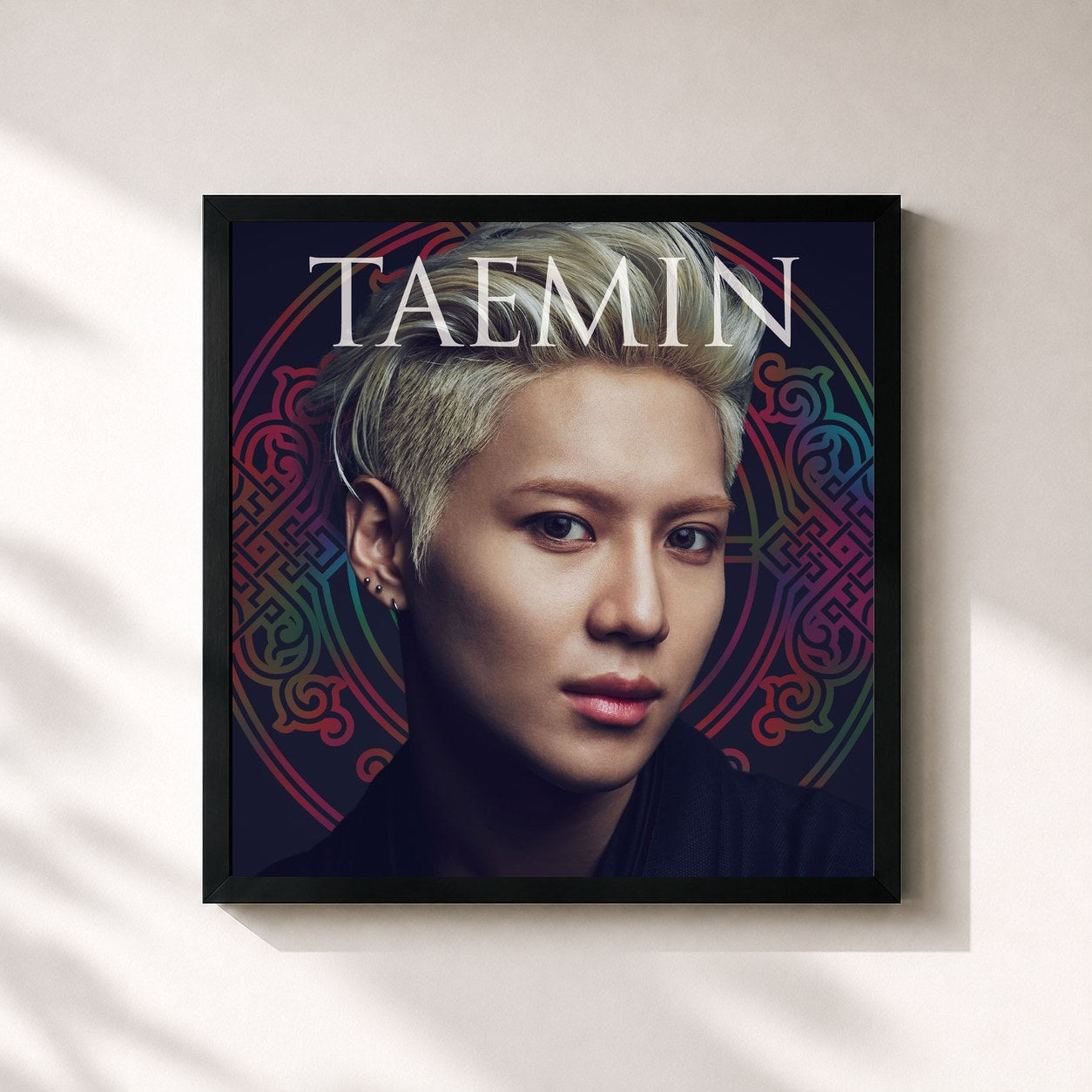 #noir Tableau carré de l'album Sayonara Hitori de TAEMIN, cadre noir 32x32 cm