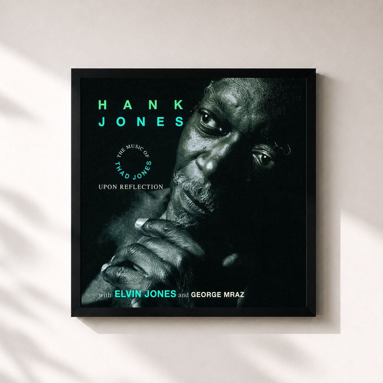 #noir Tableau carré de l'album Upon Reflection: The Music Of Thad Jones de Hank Jones, cadre noir 32x32 cm