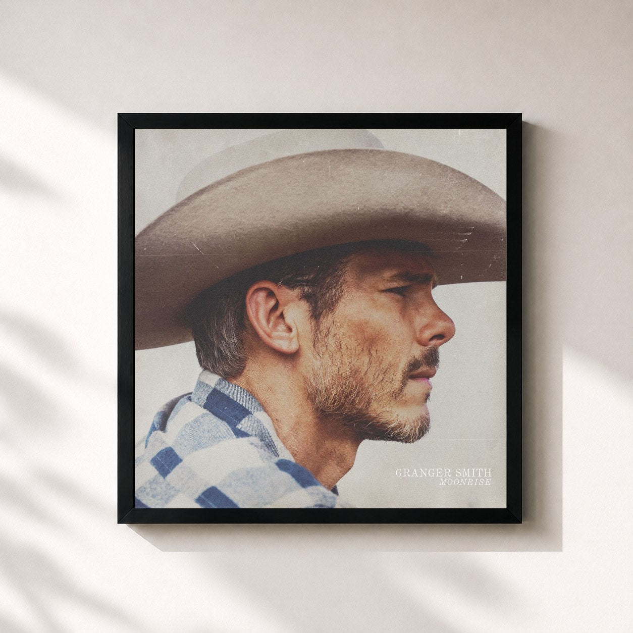 #noir Tableau carré de l'album Moonrise de Granger Smith, cadre noir 32x32 cm
