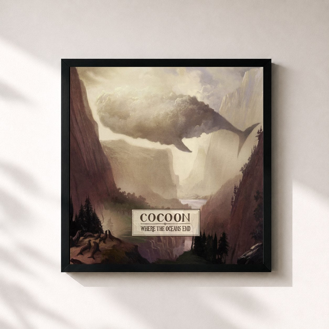 #noir Tableau carré de l'album Where The Oceans End de Cocoon, cadre noir 32x32 cm