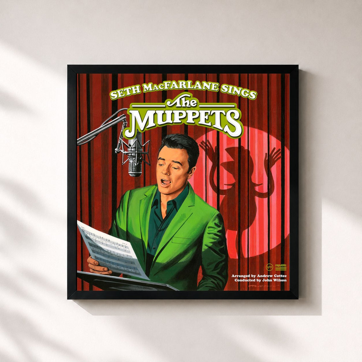 #noir Tableau carré de l'album Seth MacFarlane Sings The Muppets de Seth MacFarlane, cadre noir 32x32 cm
