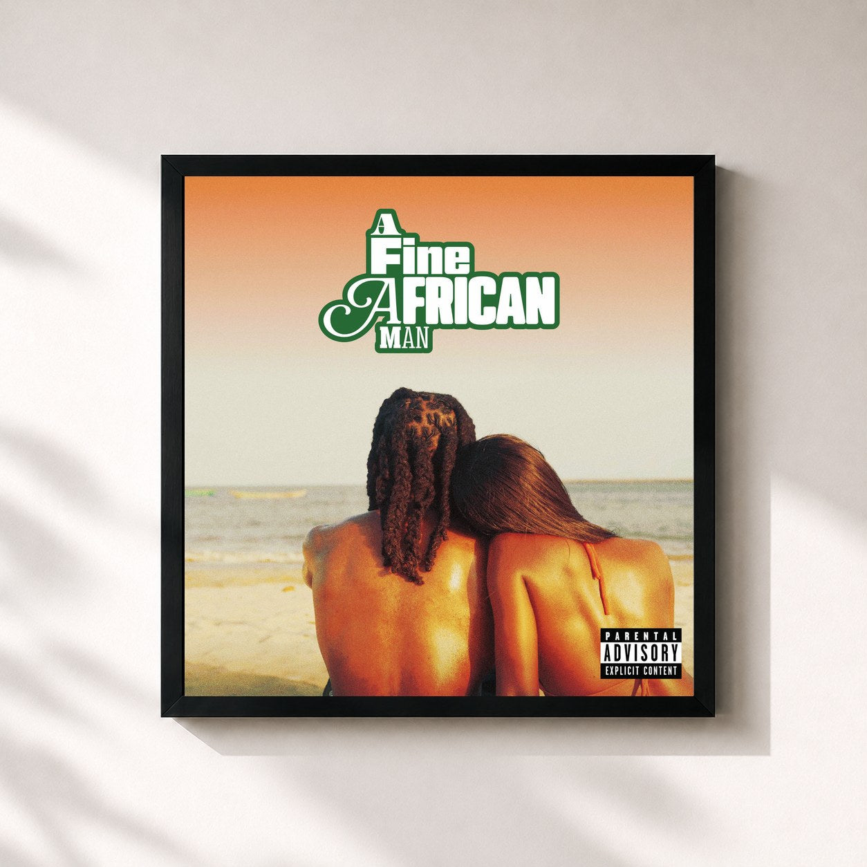 #noir Tableau carré de l'album A Fine African Man de Knucks, cadre noir 32x32 cm